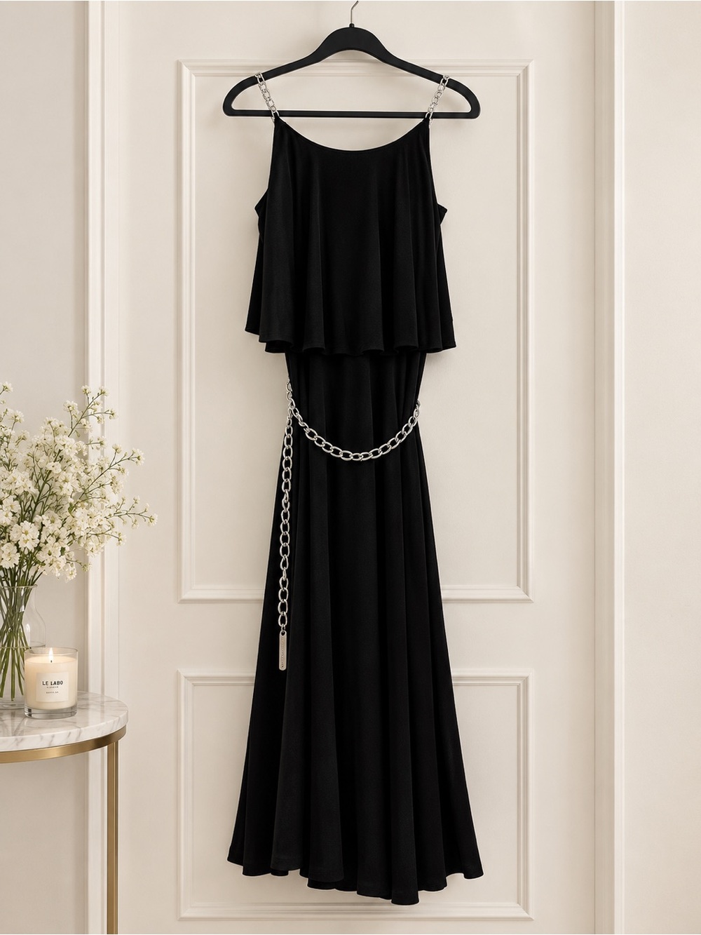 Michael Kors Black Dress with Silver Chain Detail